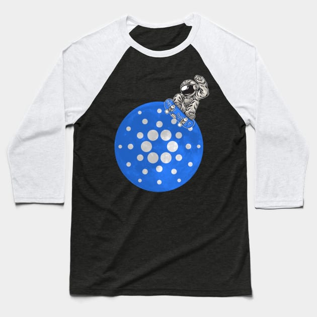 Cardano to the Moon ADA Crypto Astronaut Cardano Baseball T-Shirt by PH-Design